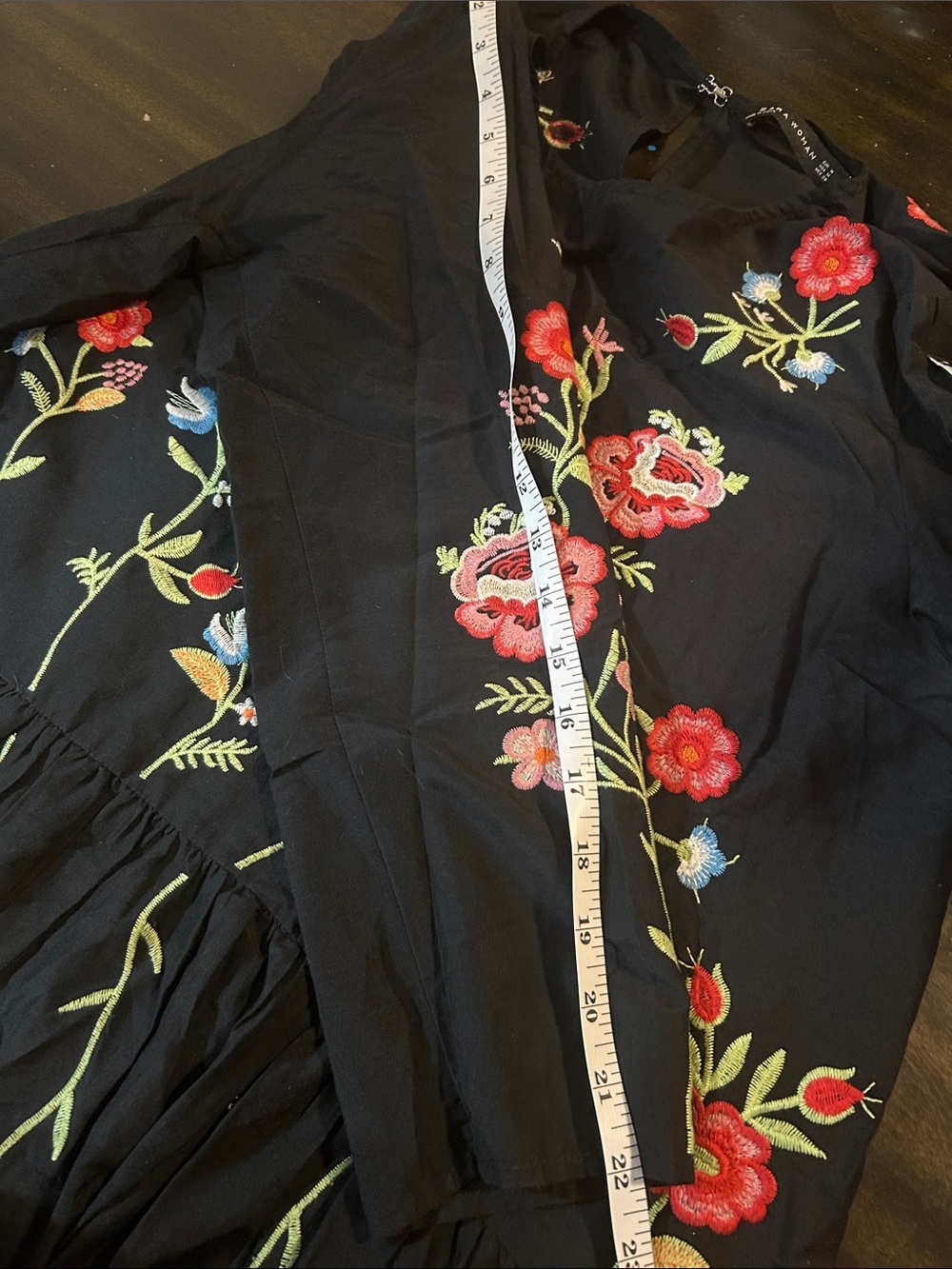 ZARA black floral embroidered dress - Picture 9 of 9